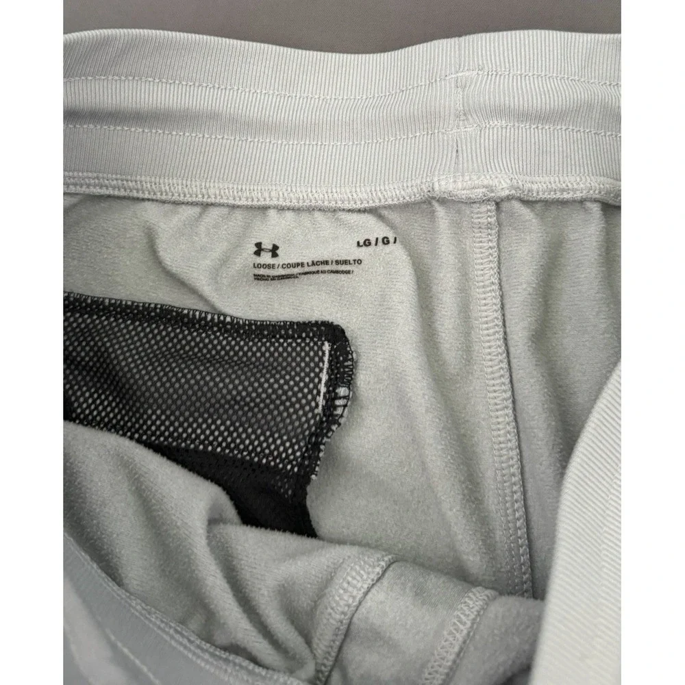 Under Armour Sweatpants Mens Large Gray Knit Jogger Zip Pockets Athletic 1366207